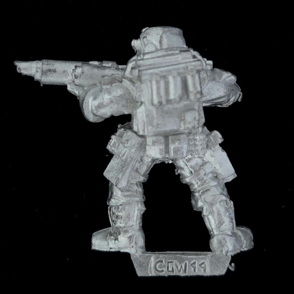 A photo of a Imperial Guard Storm Trooper Warhammer miniature
