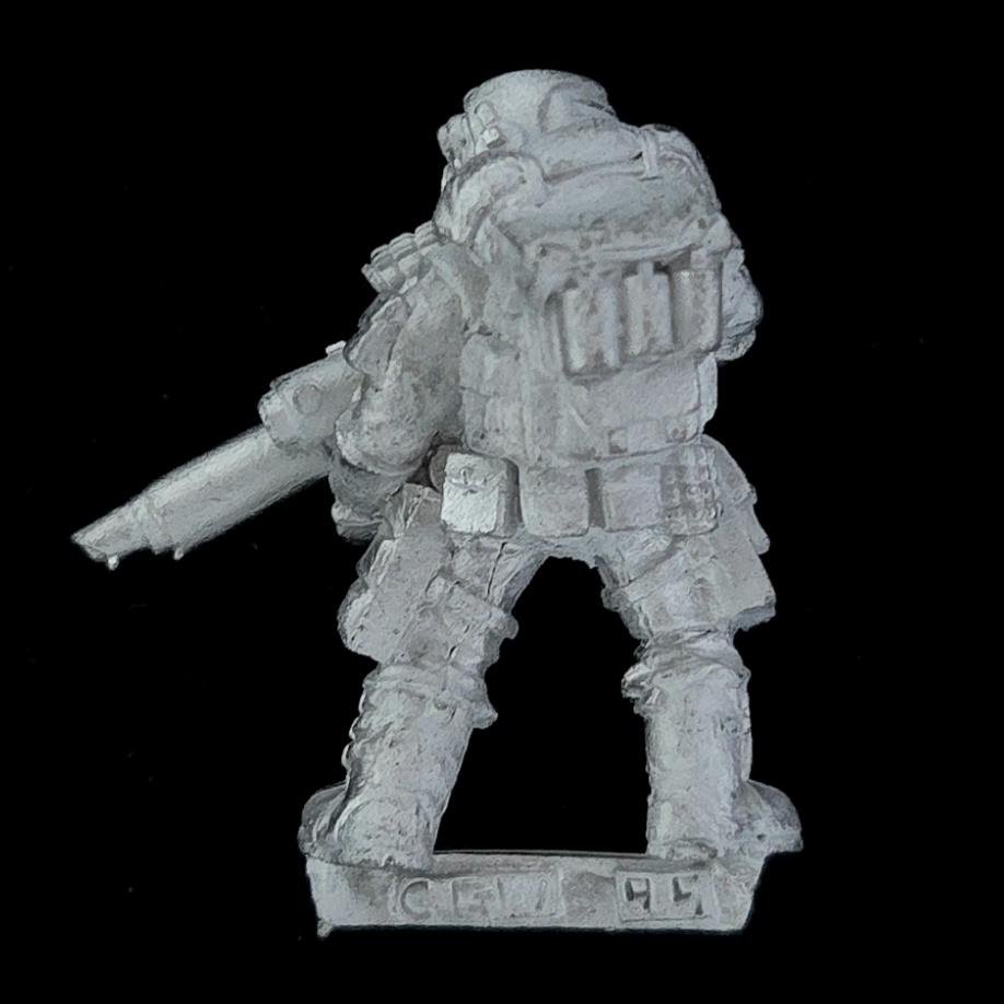 A photo of a Imperial Guard Storm Trooper Warhammer miniature