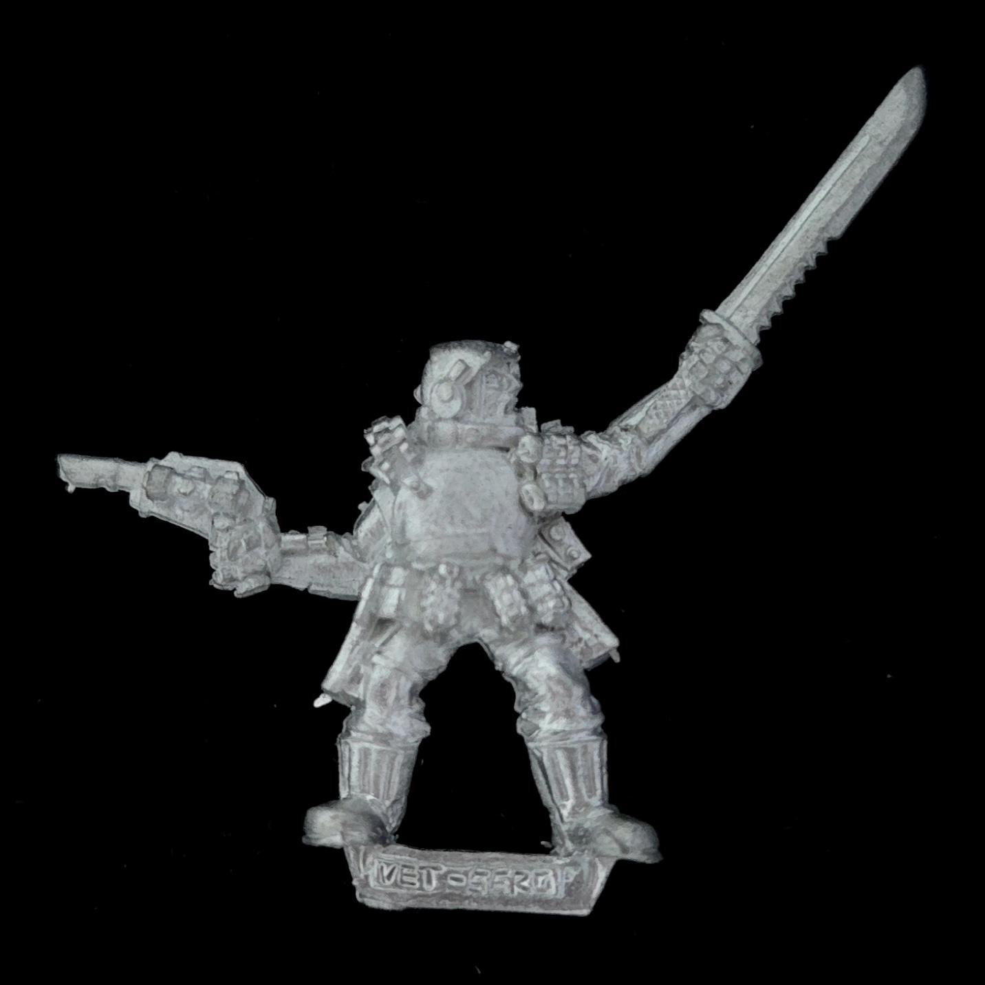 A photo of a Imperial Guard Storm Trooper Sergeant Warhammer miniature