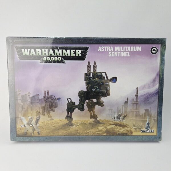 A photo of a Imperial Guard Sentinel Warhammer miniature