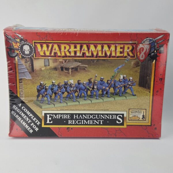 A photo of The Empire Handgunners Regiment Warhammer miniatures