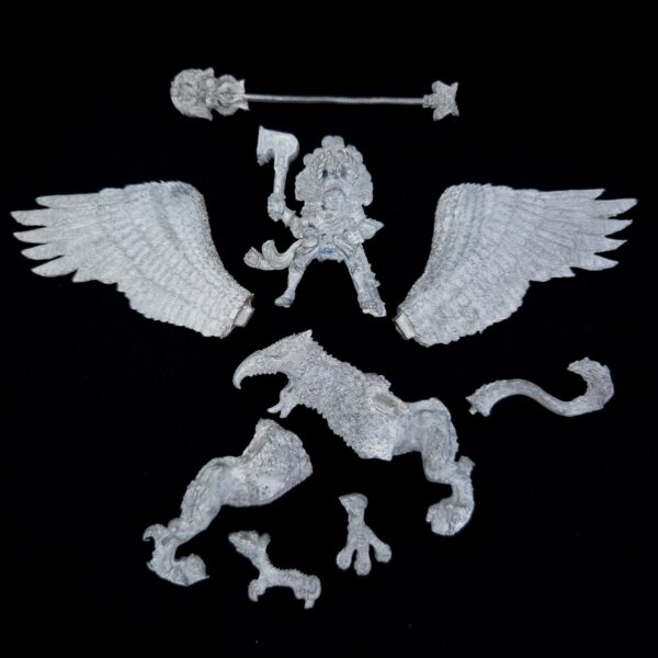 A photo of a The Empire Karl Franz on Griffon Warhammer miniature