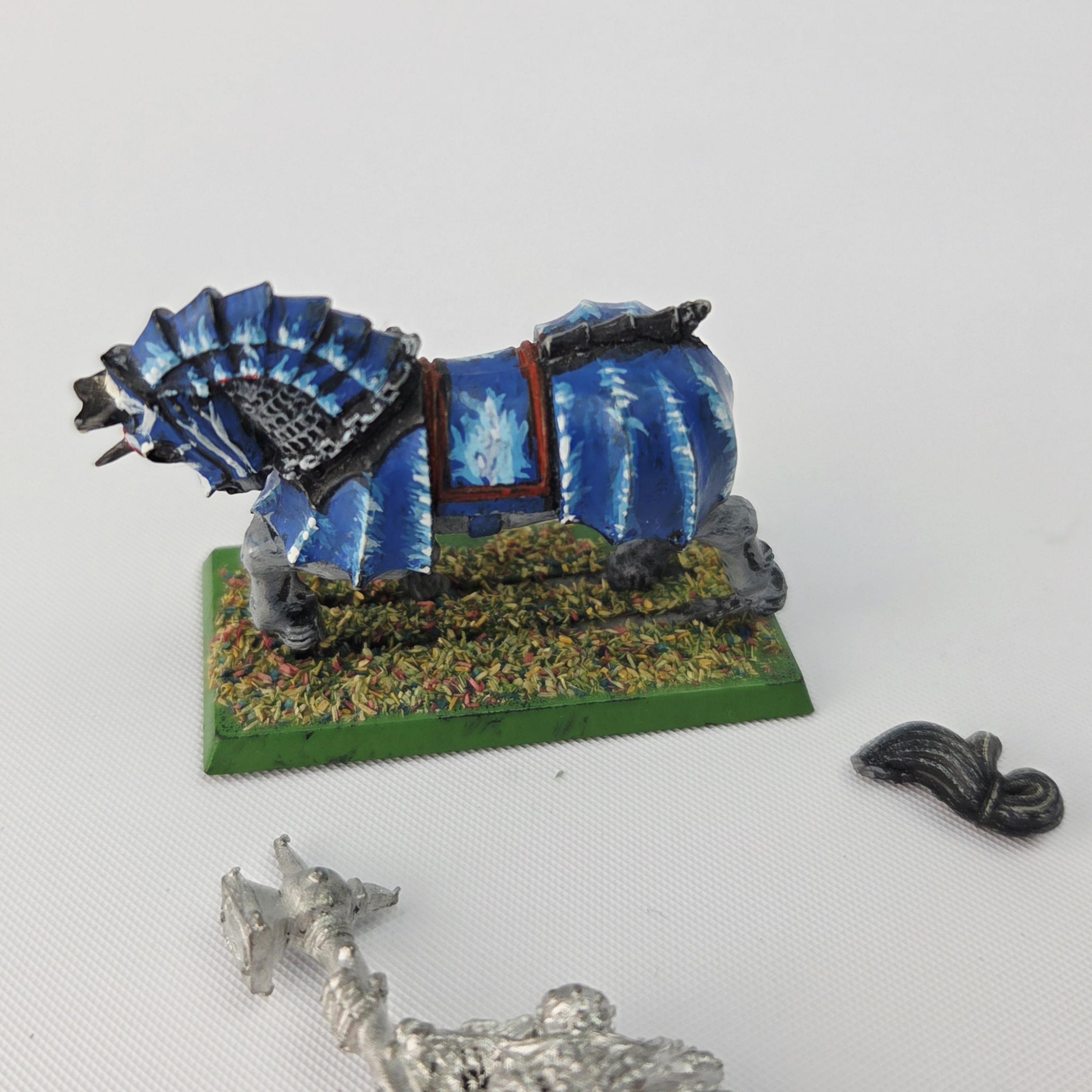 A photo of a The Empire Knights of the White Wolf Grandmaster Warhammer miniature