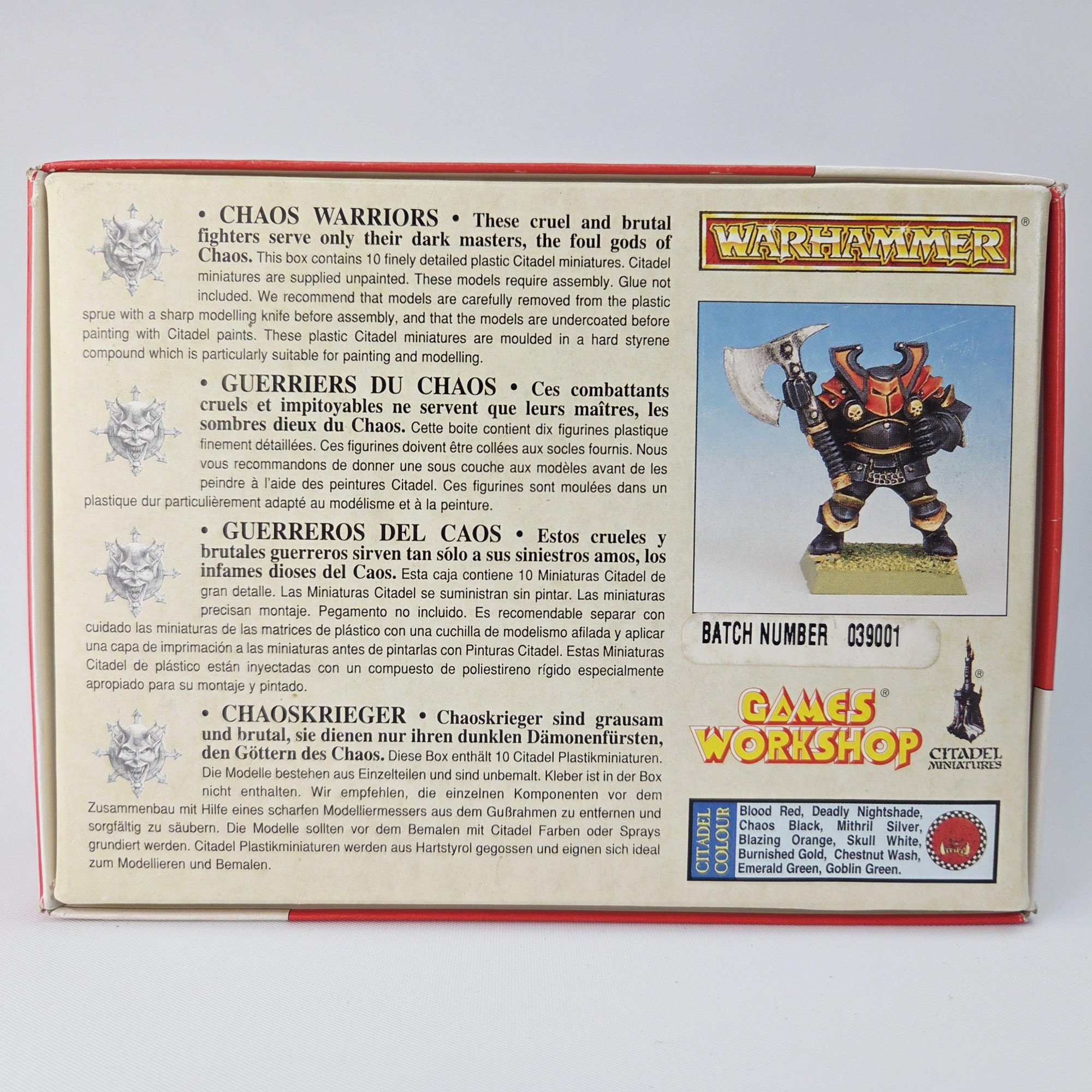 A photo of Chaos Warriors Warhammer miniatures