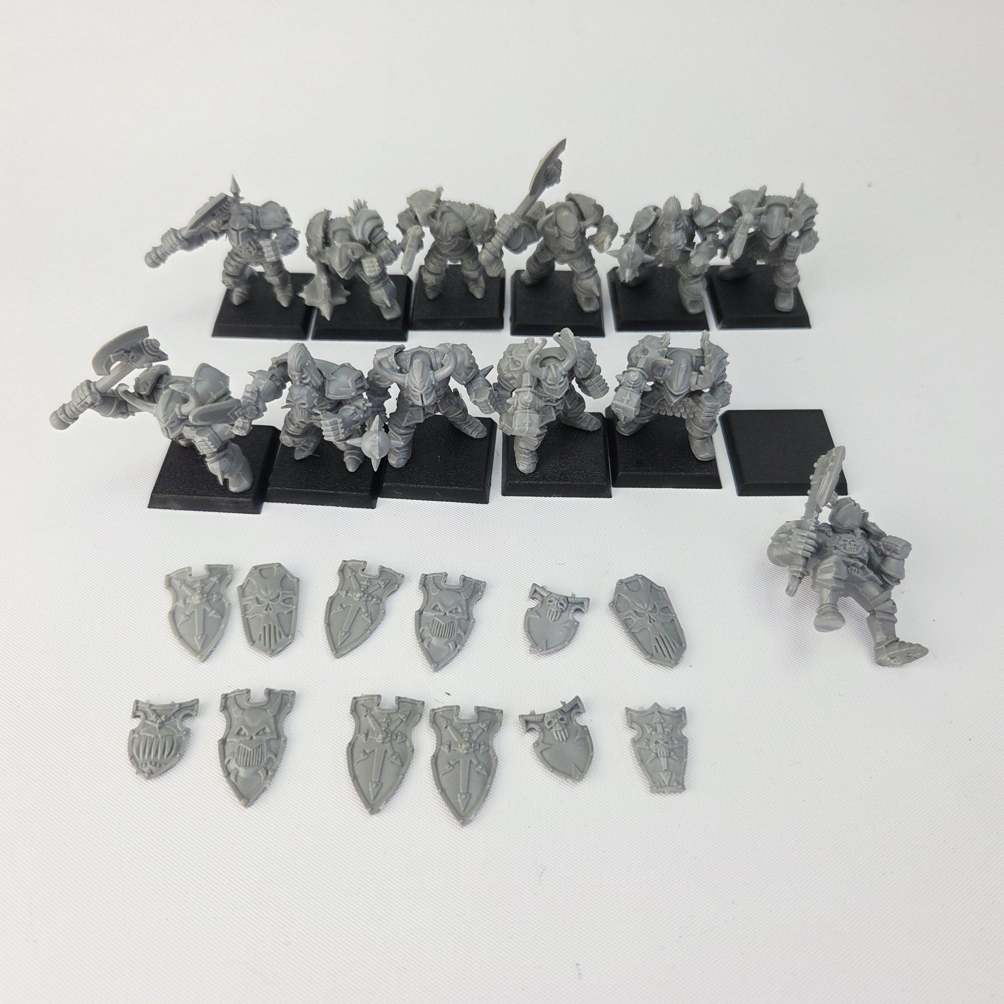 A photo of Chaos Warriors Regiment Warhammer miniatures