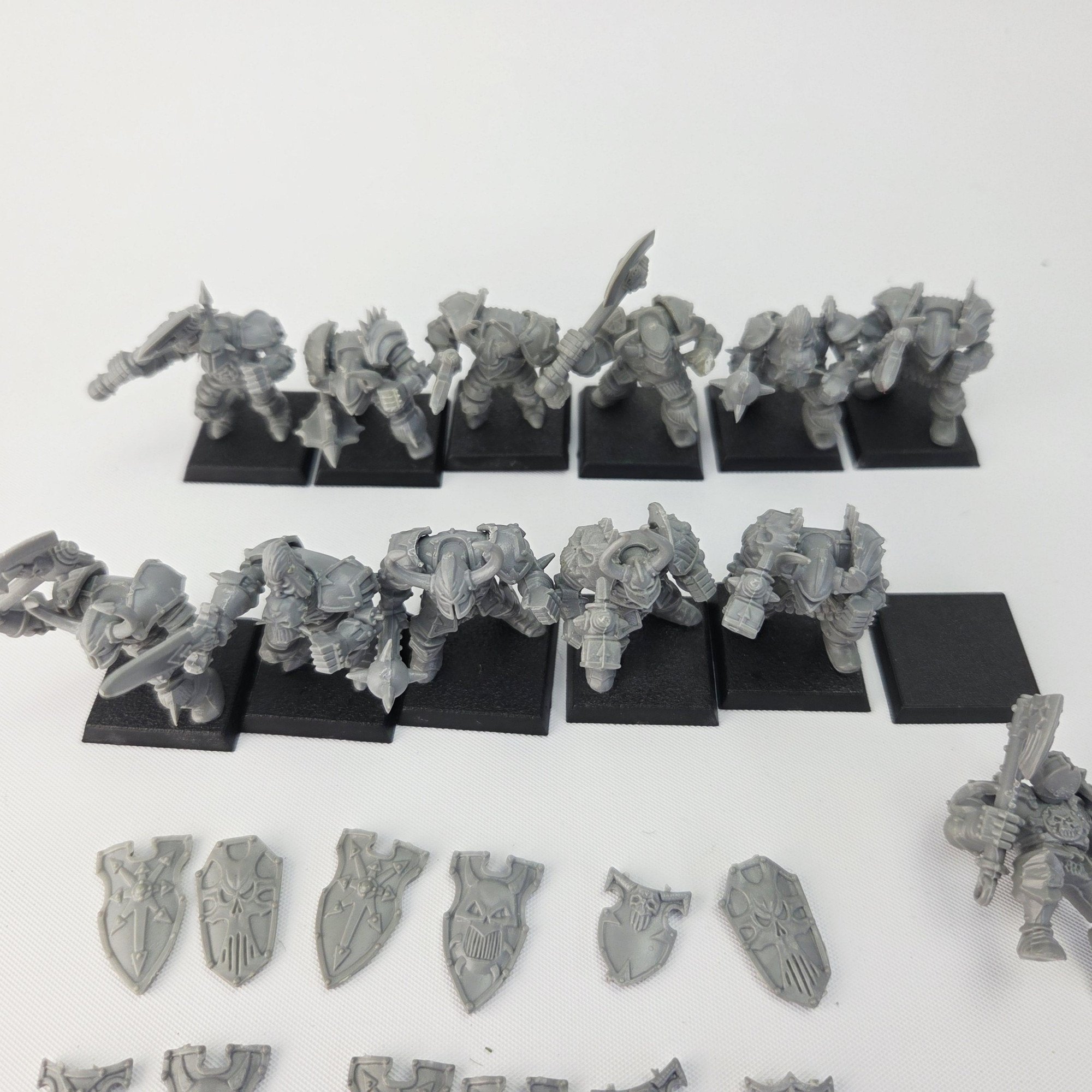 A photo of Chaos Warriors Regiment Warhammer miniatures