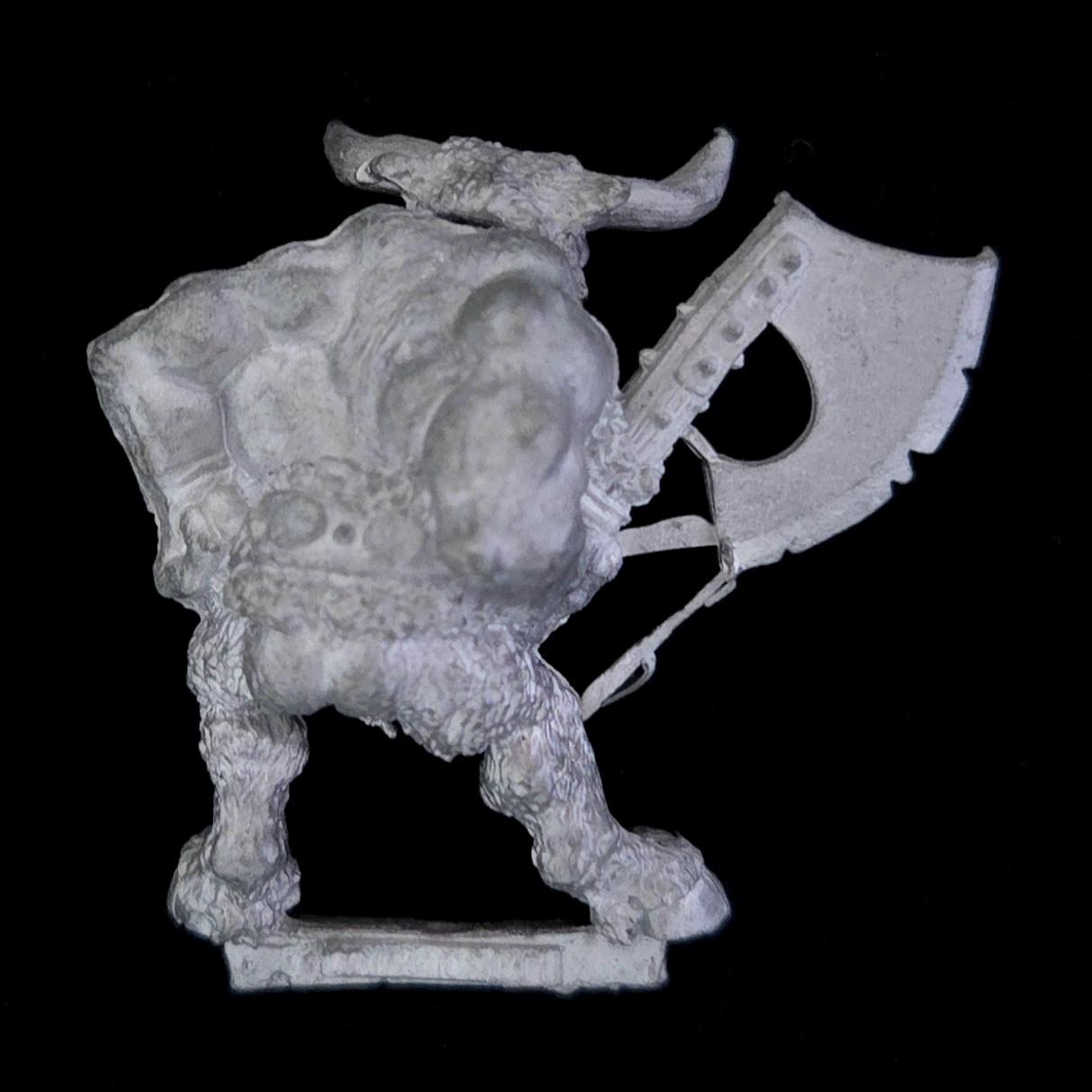 A photo of a Chaos Beastmen Minotaur Big Mac Goreblade Warhammer miniature