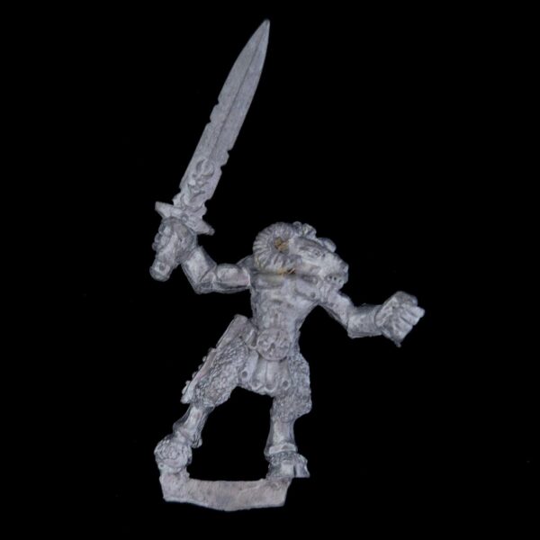 A photo of a Beasts of Chaos Marauder Beastman Warhammer miniature