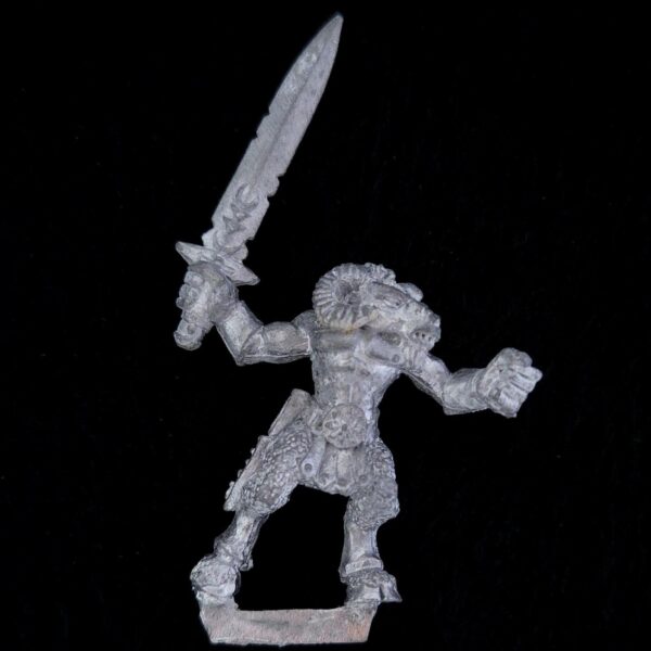 A photo of a Beasts of Chaos Marauder Beastman Warhammer miniature