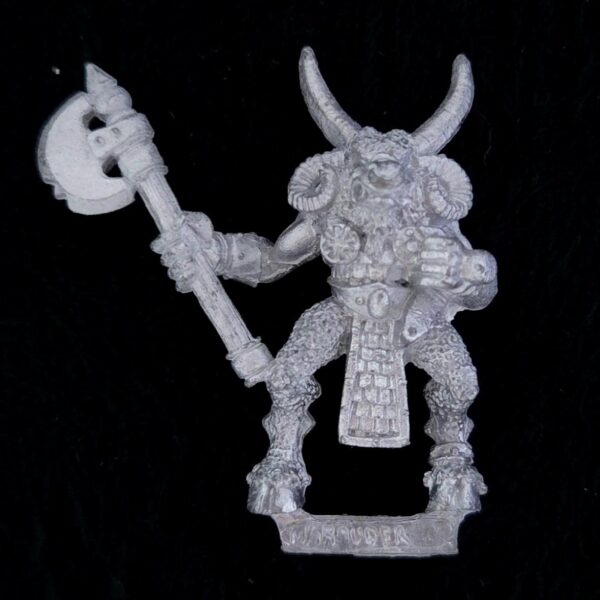 A photo of a Beasts of Chaos Marauder Beastman Warhammer miniature