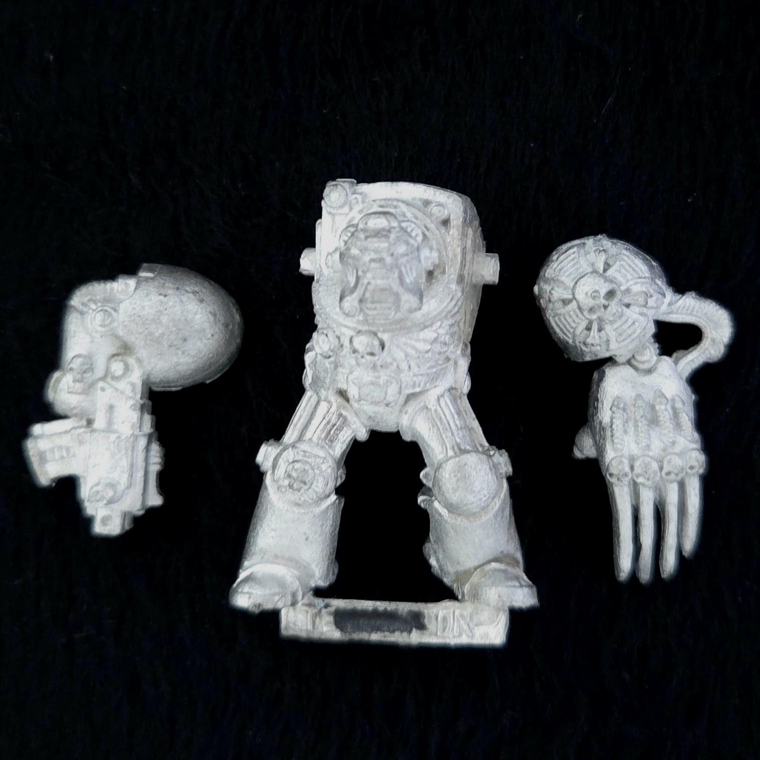 A photo of a Space Marines Terminator Warhammer miniature