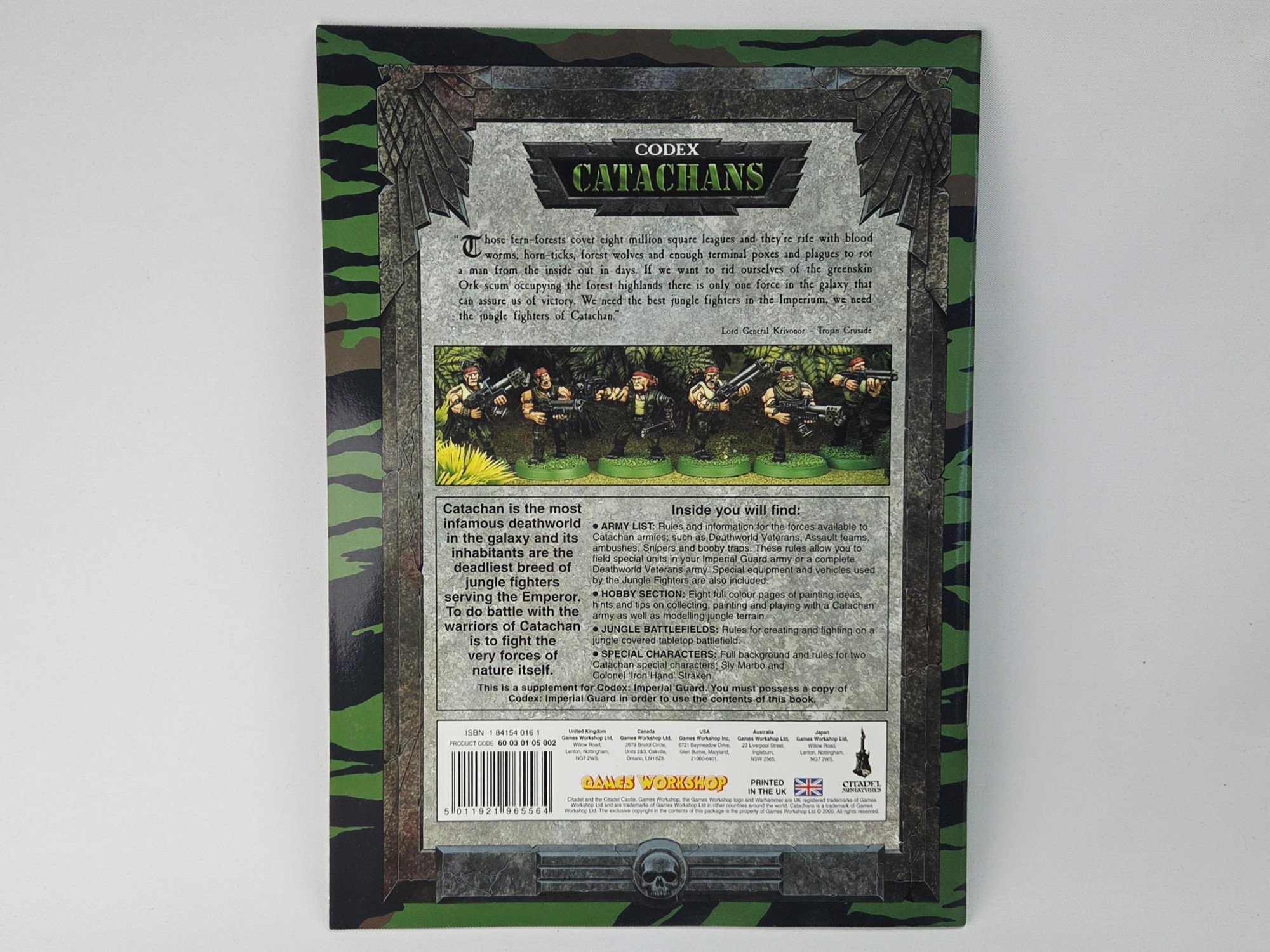 A photo of a Warhammer 40,000 Catachans Codex