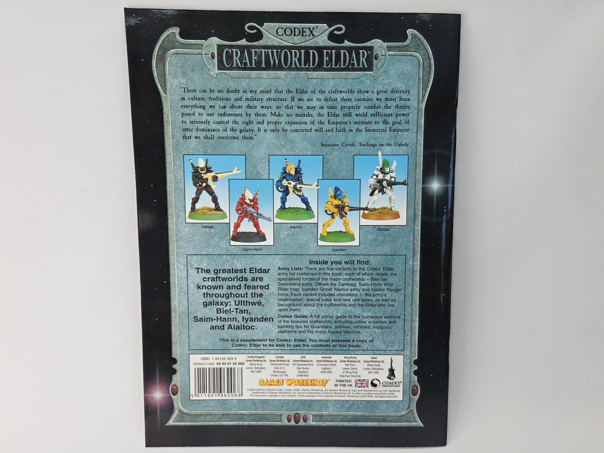 A photo of a Warhammer 40,000 Craftworld Eldar Codex
