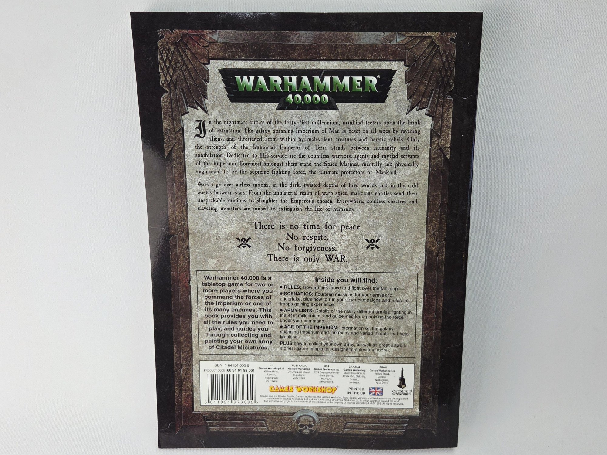 A photo of a Warhammer 40,000 3rd Edition Rulebook
