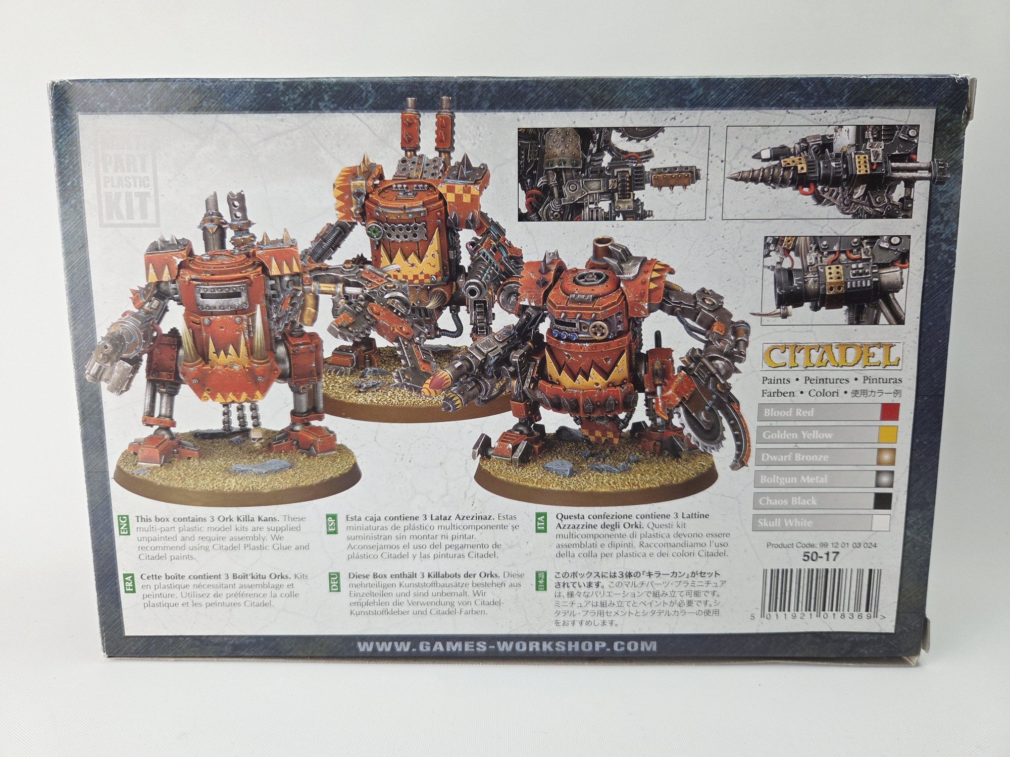 A photo of Ork Killa Kans Warhammer miniatures